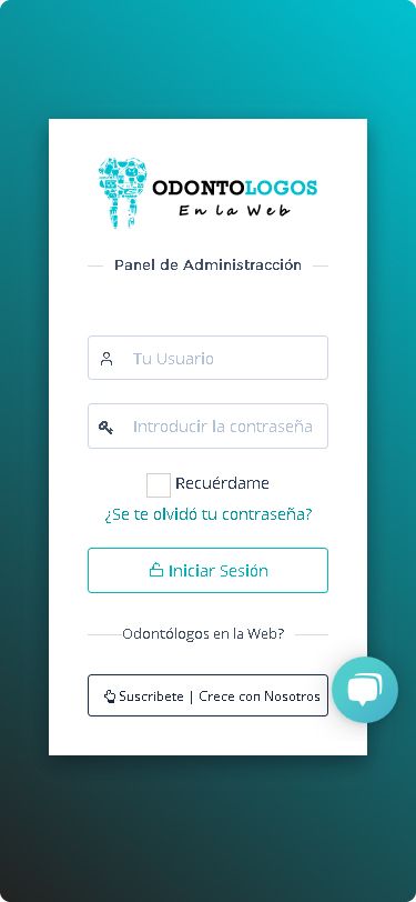 Capture de pantalla inicio de panel de gestion odontólogos en la web